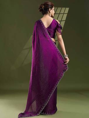 purple beads and stones silk blend saree 4