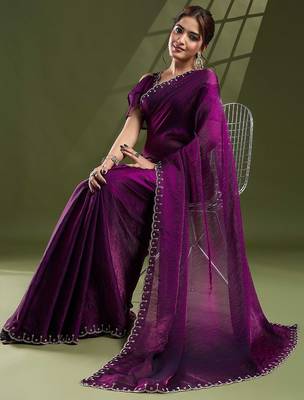 purple beads and stones silk blend saree 5