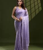 lavender women embellished beads and stones  designer saree