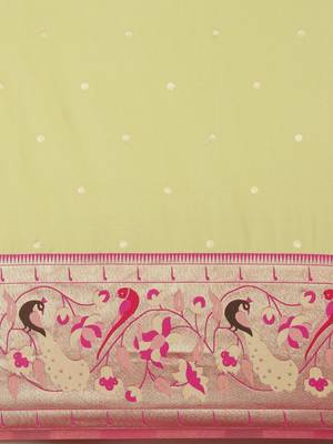 green green & pink woven design silk blend paithani saree 3