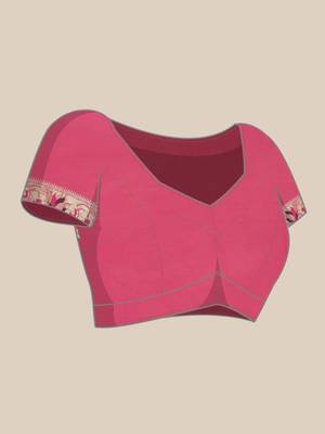 green green & pink woven design silk blend paithani saree 5