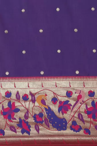 purple purple floral zari silk blend paithani saree