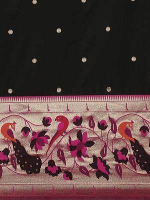 black black woven design silk blend paithani saree 3