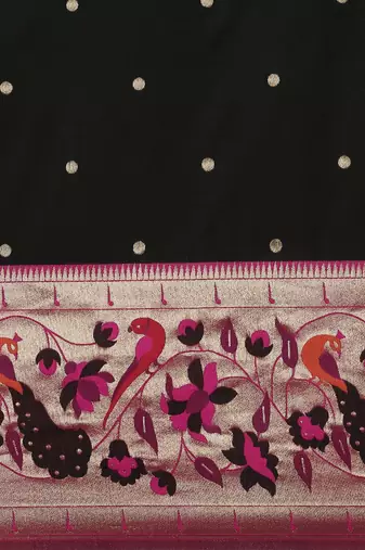 black black woven design silk blend paithani saree