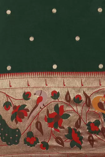 green green woven design silk blend paithani saree