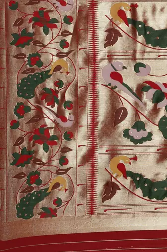 green green woven design silk blend paithani saree