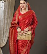 red ethnic motifs zari woven kanjeevaram saree