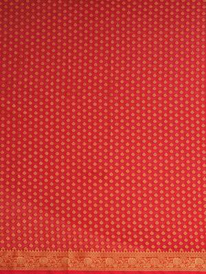 red ethnic motifs zari woven kanjeevaram saree 5