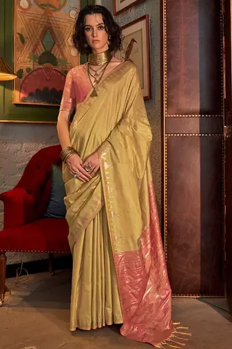 gold ethnic motifs woven design zari banarasi celebrity saree
