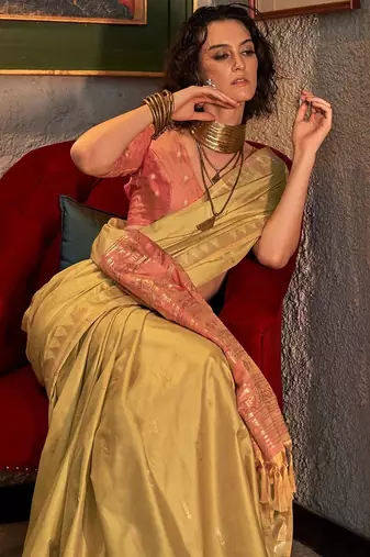 gold ethnic motifs woven design zari banarasi celebrity saree