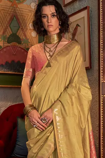 gold ethnic motifs woven design zari banarasi celebrity saree