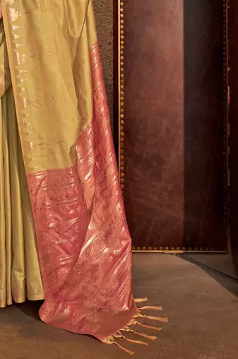 gold ethnic motifs woven design zari banarasi celebrity saree