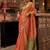 orange ethnic motifs zari  banarasi saree