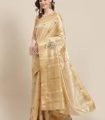 cream cream ethnic motifs zari silk cotton banarasi saree