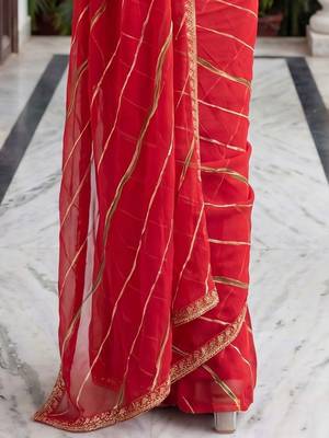 red leheriya zari poly georgette designer leheriya saree 5