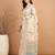 off_white floral printed kantha work silk cotton tussar saree