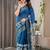 blue ethnic motifs woven design pure cotton saree