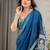 blue ethnic motifs woven design pure cotton saree