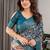 teal floral pure cotton designer saree
