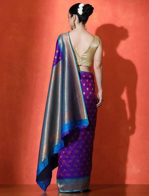 purple woven design zari banarasi saree 4