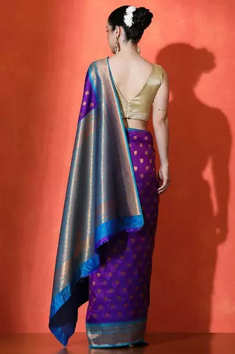 purple woven design zari banarasi saree