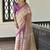 purple madhubani print tassel tussar saree