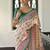 green madhubani printed tassel tussar saree