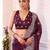 burgundy floral embroidered sequined pure chiffon saree
