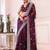 burgundy floral embroidered sequined pure chiffon saree