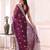 burgundy floral embroidered sequined pure chiffon saree