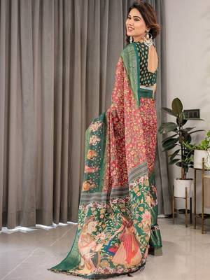 red floral pure cotton designer saree 3