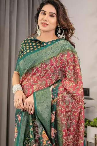 red floral pure cotton designer saree