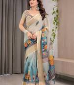 off_white ethnic motifs pure cotton saree
