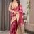 maroon floral woven design pure cotton saree