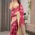 maroon floral woven design pure cotton saree