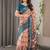 red floral printed pure cotton saree