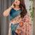red floral printed pure cotton saree