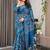 blue floral pure cotton designer saree