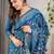blue floral pure cotton designer saree