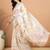 off_white floral kantha work  tussar saree