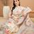 off_white floral kantha work silk cotton designer tussar saree