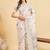 off_white floral kantha work silk cotton tussar saree