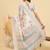 off_white floral kantha work silk cotton tussar saree