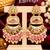 pink pista kundan & agate stone earrings  gold plated