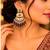 ruby green kundan & agate stone earrings  gold plated