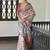 Maroon blue blue & white floral printed sequinned saree