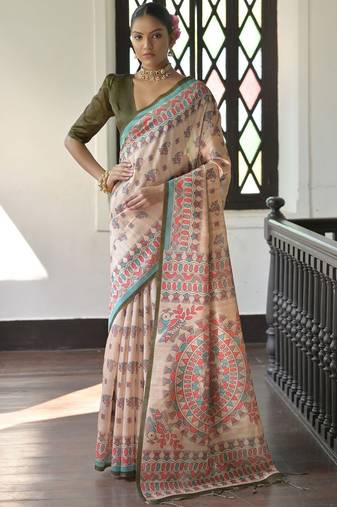 Purple pink pink & magenta floral embroidered silk blend saree