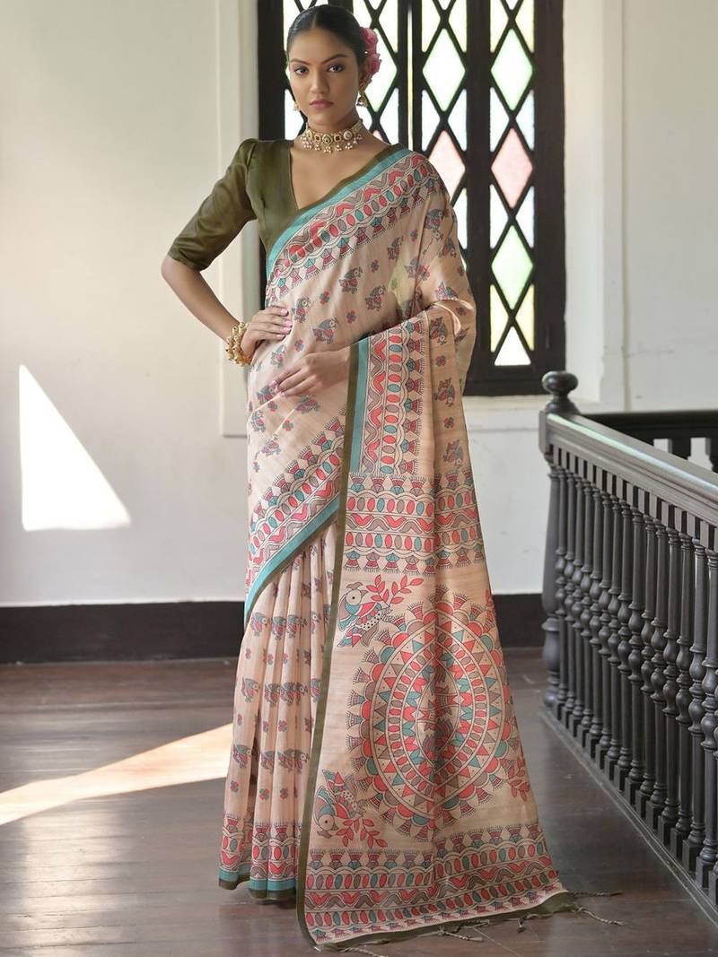 Purple pink pink & magenta floral embroidered silk blend saree