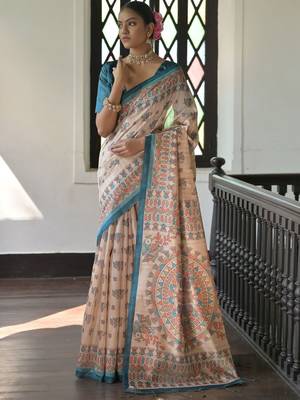 Off white peach floral beads and stones pure chiffon designer saree 1