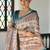 Off white peach floral beads and stones pure chiffon designer saree